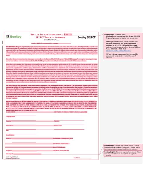 bentley select agreement
